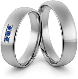 Obrączki ślubne palladowe 5 mm z szafirami -