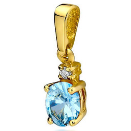 Złota przywieszka 585 topaz diament z diamentem