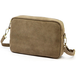 Zgrabna miejska dwukomorowa damska listonoszka przez ramię zamszowa