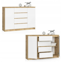 Komoda szafka K140 2 drzwi 4 szuflady artisan-biały