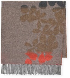 Damski szal w motyw kwiatowy brązowo - pomarańczowy