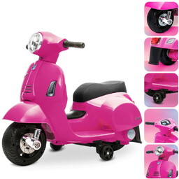 Jeździk dla dziecka na akumulator skuter Vespa fuksja