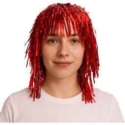Peruka foliowa czerwona - 1 szt.