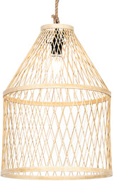 QAZQA Rustykalna lampa wisząca zewnętrzna z rattanu 40x55