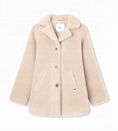 Pepe Jeans Beżowy Pluszowy Płaszcz (10L)