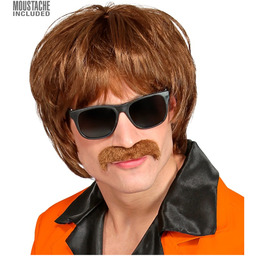 Peruka Mod Shag z lat 60. z wąsami