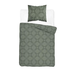 Detexpol Pościel satynowa 140x200 zielona w geometryczny ornament