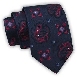 Krawat Alties (7 cm) - Granatowy w Figury