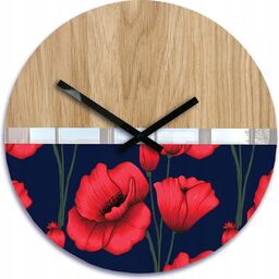 Zegar ścienny drewniany dębowy akrylowy maki wood okrągły