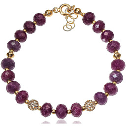 Naturalny Rubin Wyjątkowa Bransoletka Złote Srebro