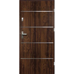 Drzwi zewnętrzne ATENA pełne inox orzech 90 prawe