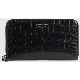 EMPORIO ARMANI Czarny portfel damski we wzór krokodyla