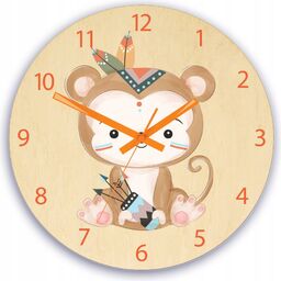 Zegar ścienny ze wzorem małpki akrylowy małpka indianin