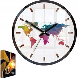 Zegar ścienny w stylu nowoczesnym akrylowy map colorfull