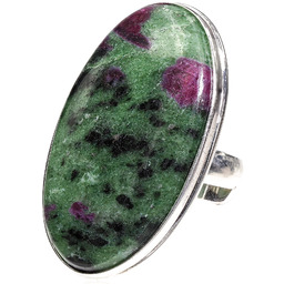 Rubin Zoisyt Wyjątkowy Duży Pierścionek Srebro R10-26 Unikat