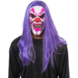 Chaks maska psycho klauna z włosami, maska horrorowa