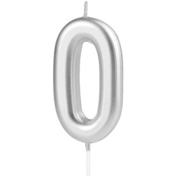 Świeczka cyferka srebrna - 0 - 1 szt.