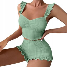 KOMPLET BIELIZNA DAMSKA KOSZULKA NOCNA MAJTKI ZESTAW SPODENKI