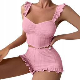 KOMPLET BIELIZNA DAMSKA KOSZULKA NOCNA MAJTKI ZESTAW SPODENKI