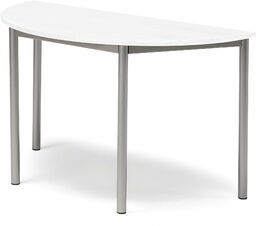Stół SONITUS, półokrągły, 1200x600x720 mm, laminat HPL biały,