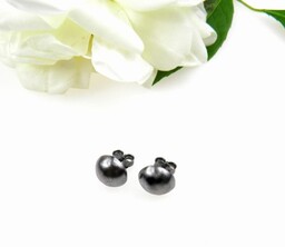 Czarne guziczki - kolczyki srebrne