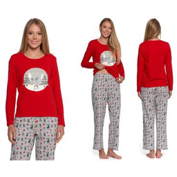 Moraj Piżama damska SOFIA: czerwony/jasnoszary