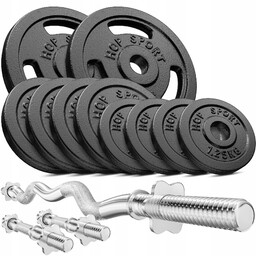 Zestaw obciążeń talerze żeliwne 37kg z gryfami sztanga