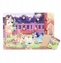 Drewniana układanka puzzle z uchwytami 12 elem. Bluey