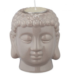 Świecznik "Budda" 9,5x8x8cm, kolor jasnoszary