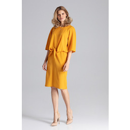 Delikatna SUKIENKA z raglanowymi rękawami Musztardowa XL