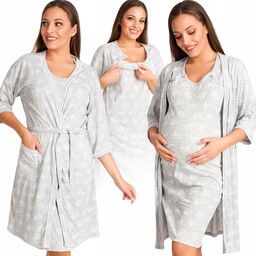 Koszula Do Karmienia Ciążowa Szlafrok Komplet