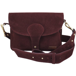 Zamszowa listonoszka na szerokim pasku - Bordowa