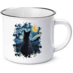 Kot inspirowany Van Goghiem - kubek emaliowany