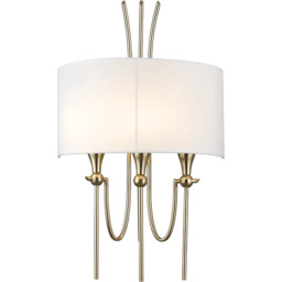 KINKIET Las Vegas biały abażur, złote wykończenie, styl