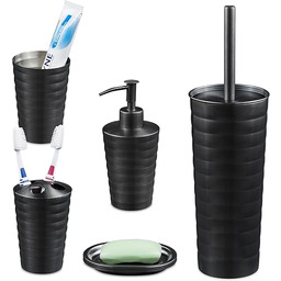 Relaxdays Zestaw łazienkowy, 5-częściowy, akcesoria łazienkowe ze stali