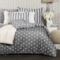 4Home Pościel bawełniana Stars szary, 140 x 200