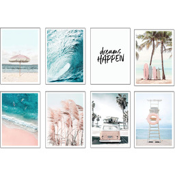 DKORARTE Zestaw 8 drewnianych obrazów bazowych do dekoracji