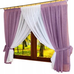 F-105 Gotowa firana woal etamina 400x180 fiolet