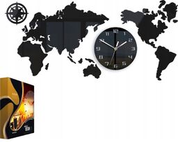 Zegar ścienny w stylu nowoczesnym akrylowy mapa świata