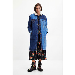 Pikowana kurtka dżinsowa o długim kroju