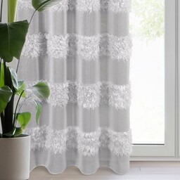 Firana srebrna z etaminy zdobiona moherową nicią 140x250