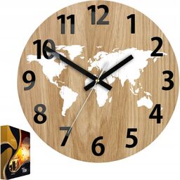 Zegar ścienny drewniany dębowy akrylowy mapa wood biała