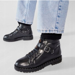 Eva Minge Damskie Botki Skórzane Czarne 40 W_a