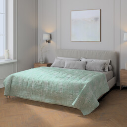 Narzuta pikowana w pasy, miętowe łuki na kremowym