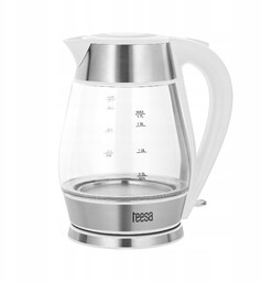 Czajnik elektryczny Teesa, szklany inox, 2200 W, biały,