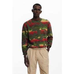 Sweter w paski ze zwierzęcym motywem