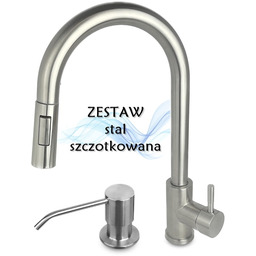 AFINO Bateria kuchenna z wyciąganą wylewką + dozownik