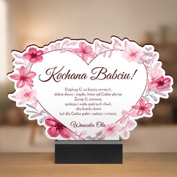 Drewniana statuetka z nadrukiem dla babci na urodziny