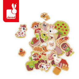 Magnesy drewniane Na farmie 24 szt. Janod J09639