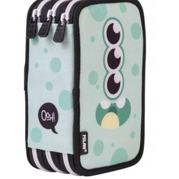 Piórnik 3-poz z wyp. Aliens zielony, Milan